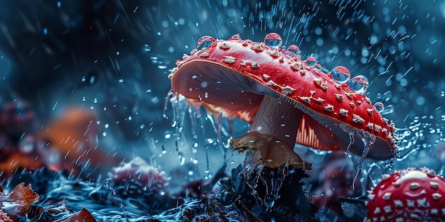 Mushroom Water splashing Solid colour background white background