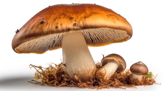 A mushroom with a brown cap and a brown cap