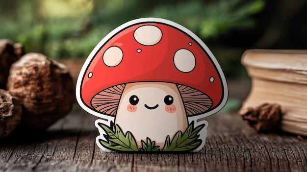 a mushroom with a face on it and a mushroom on the side