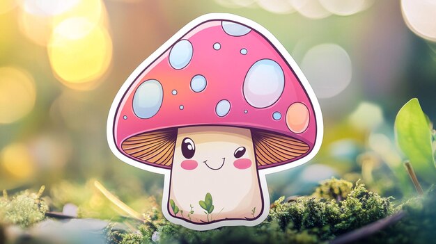 Photo a mushroom with a pink hat on it