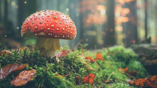 a mushroom with a red cap in the grass