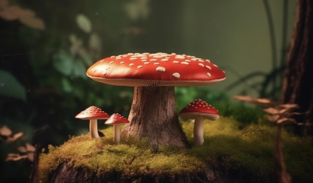 A mushroom with a red cap and a white spot on it