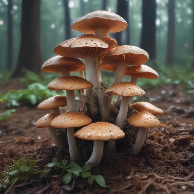 a mushroom with a white spot on the bottom of it