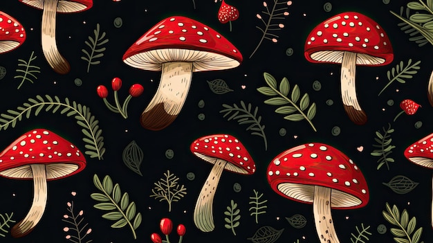 Mushrooms on a dark background.