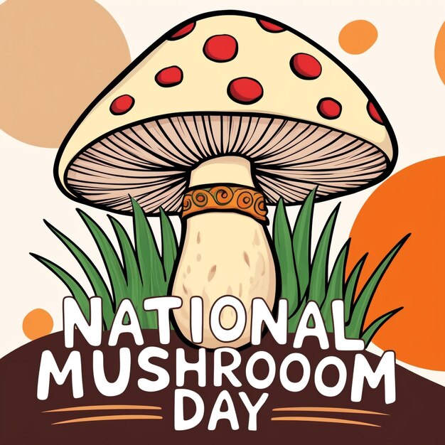 Photo mushrooms in a doodle style to commemorate national mushroom day