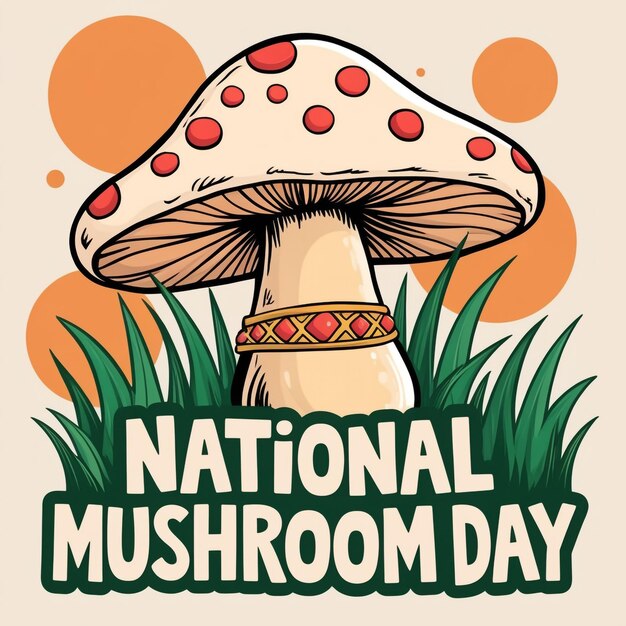 Photo mushrooms in a doodle style to commemorate national mushroom day