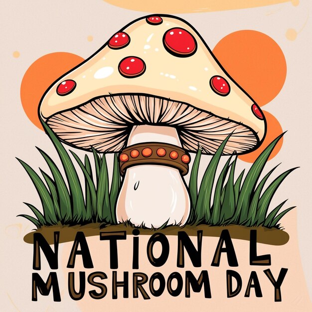 Photo mushrooms in a doodle style to commemorate national mushroom day