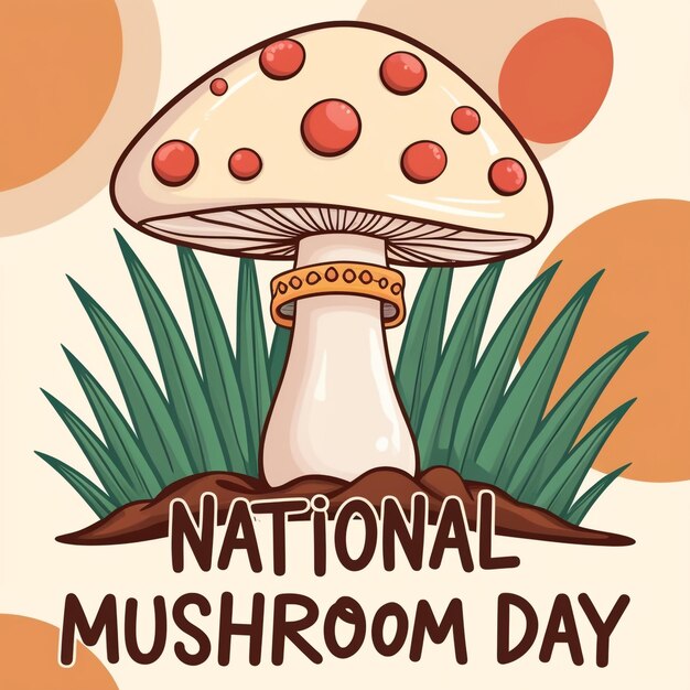 Photo mushrooms in a doodle style to commemorate national mushroom day