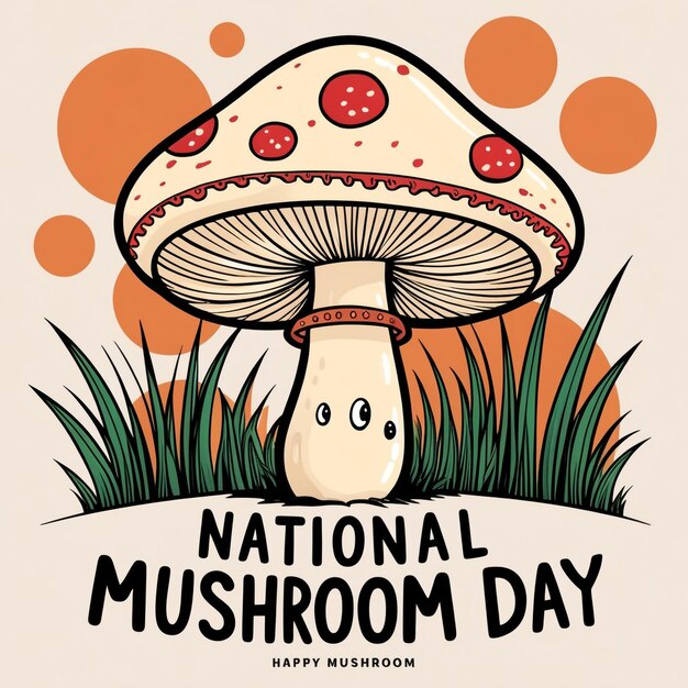 Photo mushrooms in a doodle style to commemorate national mushroom day