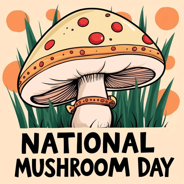 Photo mushrooms in a doodle style to commemorate national mushroom day