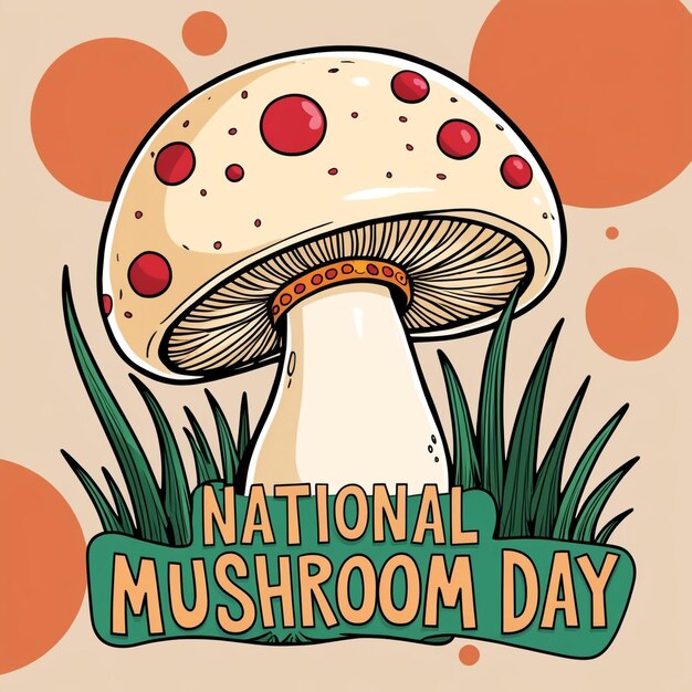 Photo mushrooms in a doodle style to commemorate national mushroom day