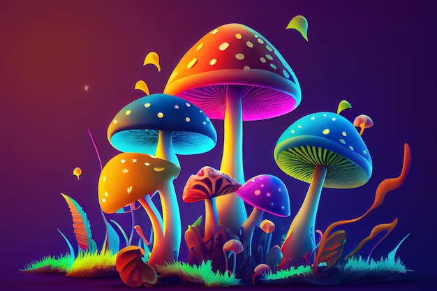 Mushrooms Magic Background Generative Ai