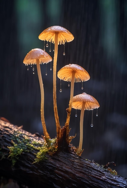 Mushrooms in the rain by person