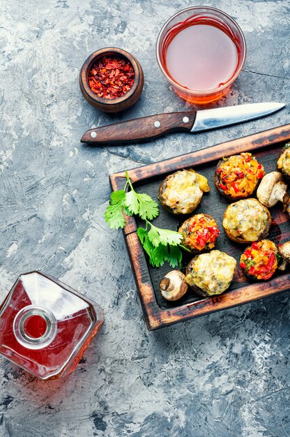 Mushrooms stuffed with vegetables