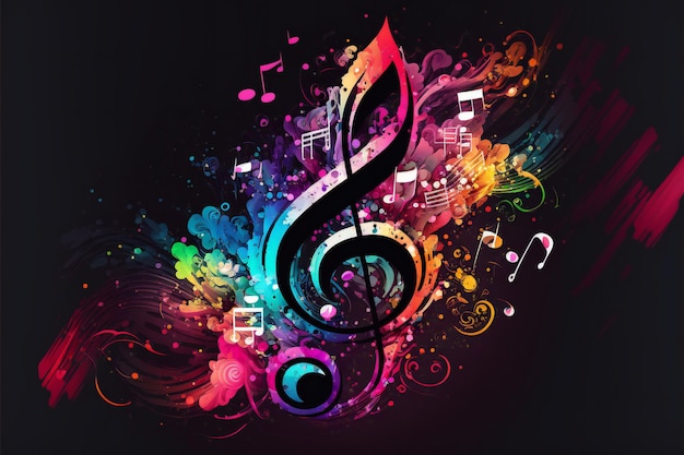 Music background with colorful music notes abstract background