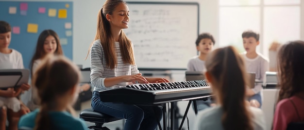 Photo music class where students are learning to harmonize