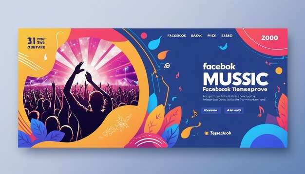 Photo music festival facebook cover template design