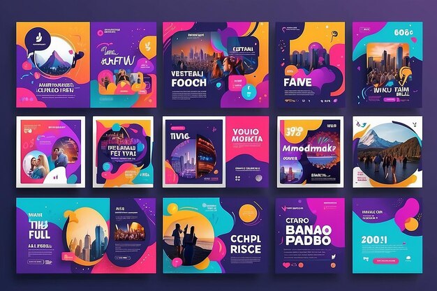 Photo music festival social media post template collection