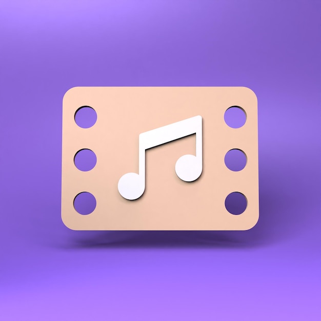 Music note icon 3d render illustration