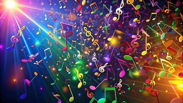 music notes on a colorful background