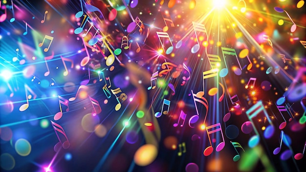 music notes on a colorful background