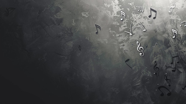 music notes on a dark background with the word music on it