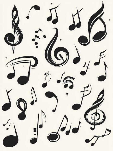 Music Notes Illustration A Black and White Design