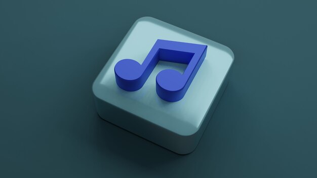 Music notes, song, melody icon on square shape , 3d rendering