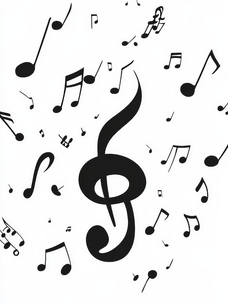 Photo music notes in a white background