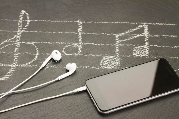 Music notes with headphones