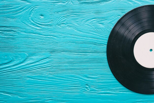 music records on wooden background 