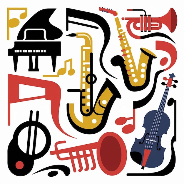 Photo music vector images of musical instruments and notes