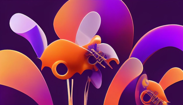 musical instrument pipes butterflies and flowers abstract wallpaper