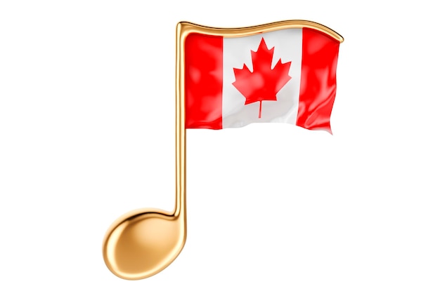 Musical note with Canadian flag Music in Canada concept 3D rendering