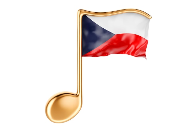 Musical note with Czech flag Music in Czech Republic concept 3D rendering