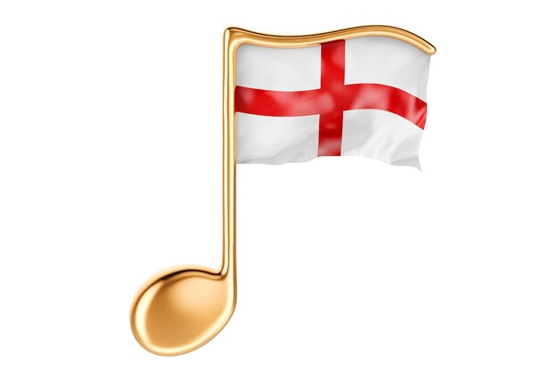 Musical note with English flag Music in England concept 3D rendering