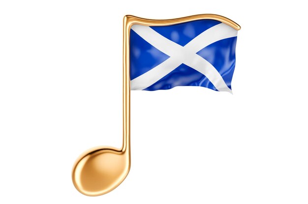 Photo musical note with scottish flag music in scotland concept 3d rendering