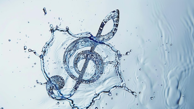 Photo musical notes splashes and drops of water melody concept generative ai