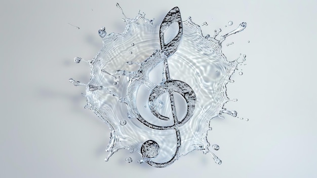 Photo musical notes splashes and drops of water melody concept generative ai