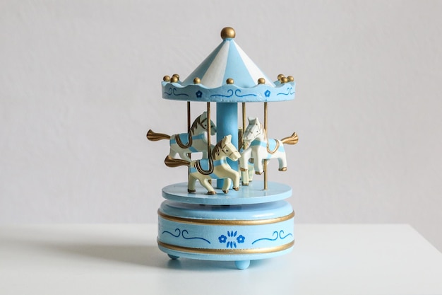 musical toy wooden carousel with horses