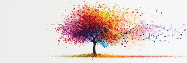 Musical tree with an explosion of vibrant colors