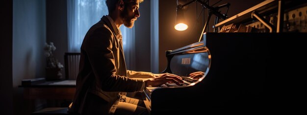 Musician plays the piano