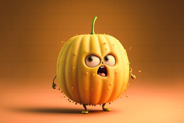 Muskmelon  character with a funny expression