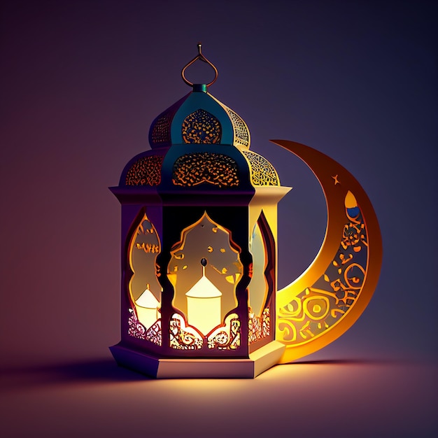 Muslim Arabic lantern with burning candle