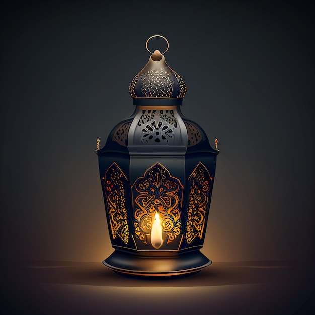 Muslim Arabic lantern with burning candle