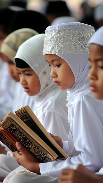 Muslim children competing in Quran reading