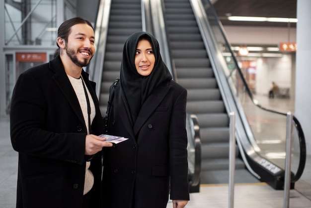 Muslim couple traveling together