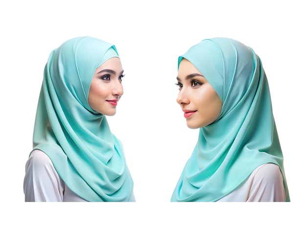 Muslim Female Model Head Covered by Shayla Hijab Head Scarves Mockup