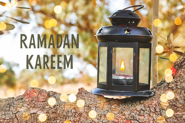 Muslim Holy Month Ramadan Kareem Ornamental Arabic Lantern With Burning Candle Glowing on olives t