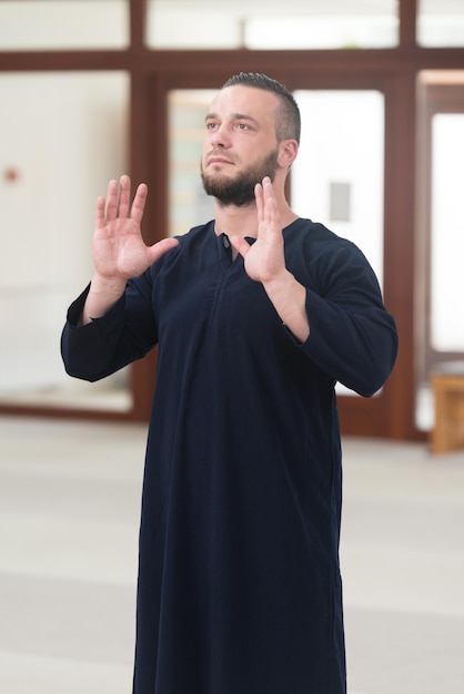 Muslim Man Is Praying In The Mosque